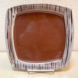 Square Plate, Artist Made, Terra Cotta with Slip & Glaze.